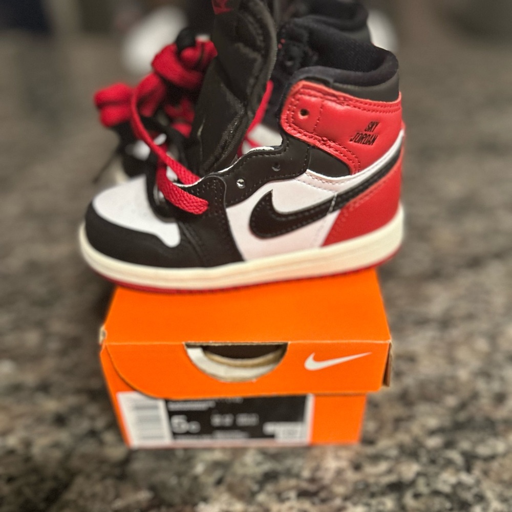 Nike Jordan 1 Black, White, and Red Sneakers